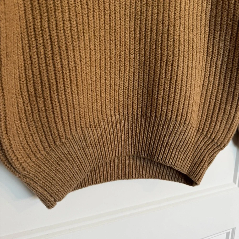 Aritzia Wilfred Montpellier Turtleneck Sweater 100% Merino Wool XS Beige/Caramel - Picture 5 of 11